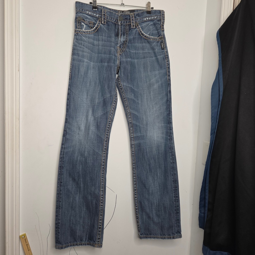 Silver Jeans Co Gordie Relaxed Straight Leg Jeans Mens 30x34‎ Medium Wash Blue
